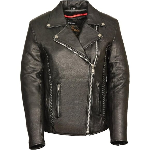 Milwaukee Leather Ladies Braided XL Motorcycle Jacket with Elasticized Waist - Picture 3 of 13